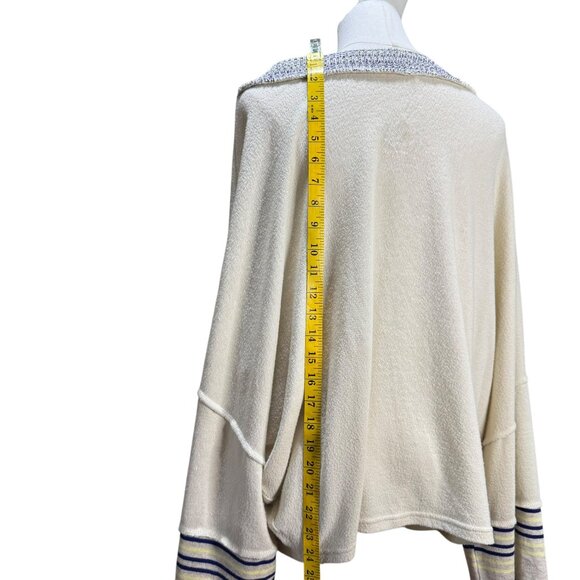 Free People Cooper Striped Knit Top Ivory Yellow Blue Oversized Slouchy Top SZ:L - Picture 12 of 12